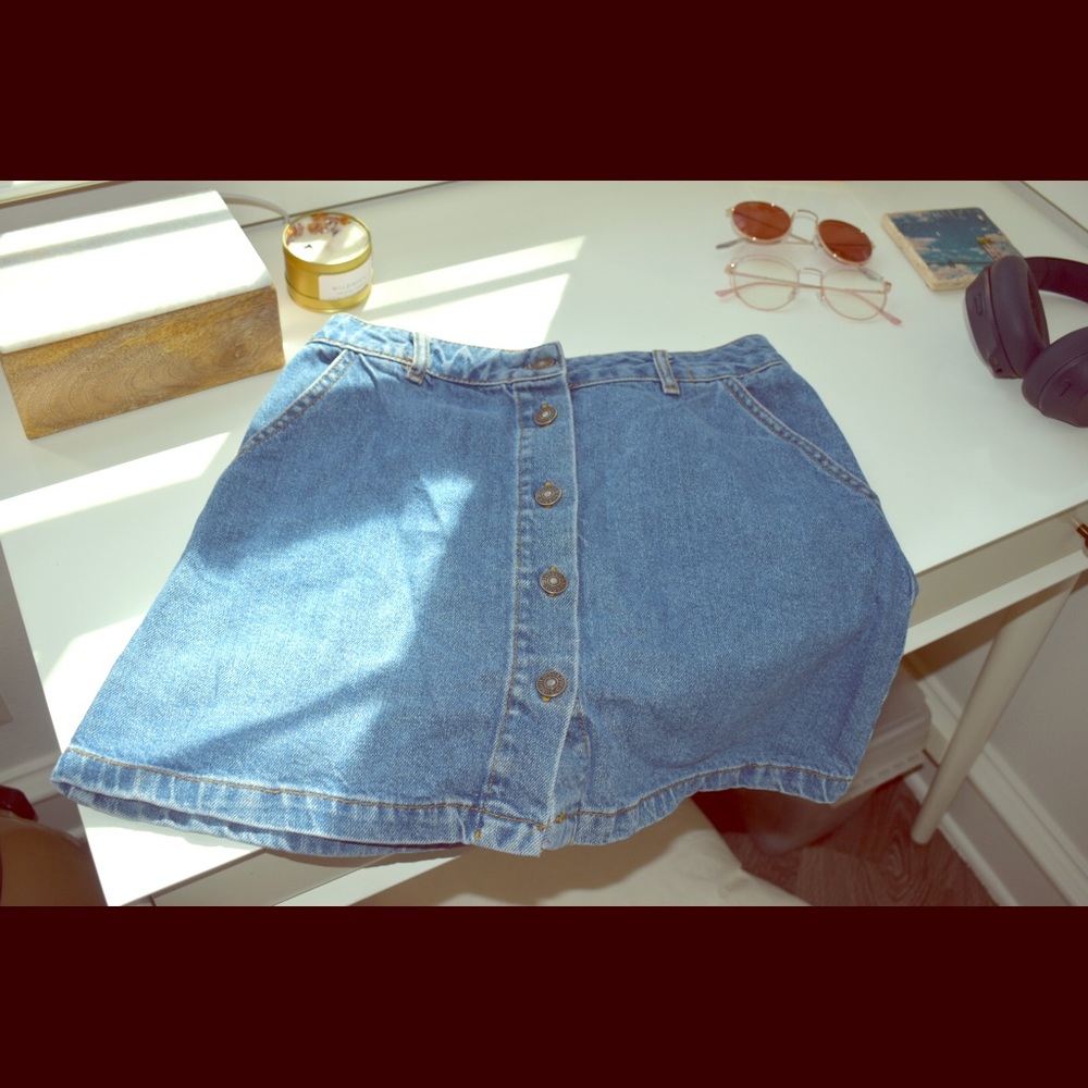 Subdued Button Down Jean Skirt